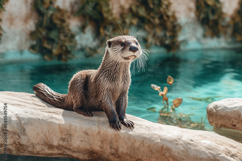 Obraz premium Generative AI cute and adorable otter in a different place and different style