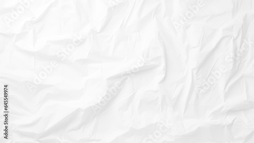 White paper is crumpled. Background for various purposes. Blank white crumpled and creased paper poster texture background. White empty leaf of crumpled paper.