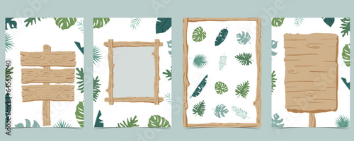 Wood frame collection of safari background.Editable vector illustration for birthday invitation,postcard
