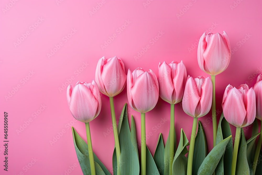 pink tulips on pink background