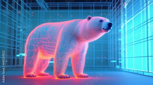 Polar Bear in a retro neon hospital Generative Ai