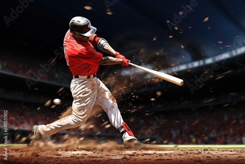 Baseball player hitting a home run. photo