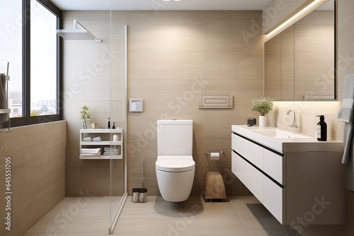 Modern bathroom interior  white design.