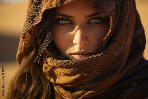 Berber woman in the sand desert.