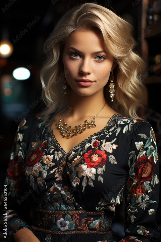 Beautiful russian young woman with blonde hair.
