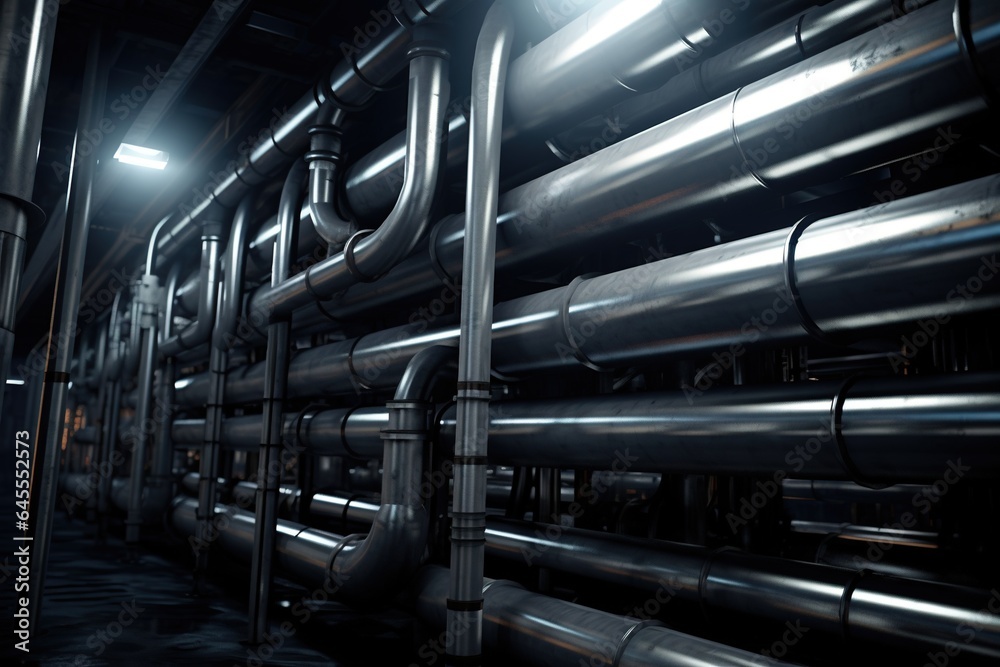 Stainless steel pipes at the factory. Stainless steel pipes at the factory.