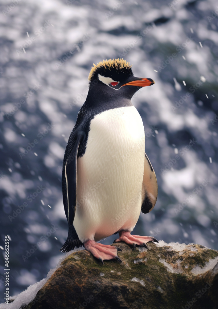 Fototapeta premium Generative AI Cute and adorable penguin in a different style and place