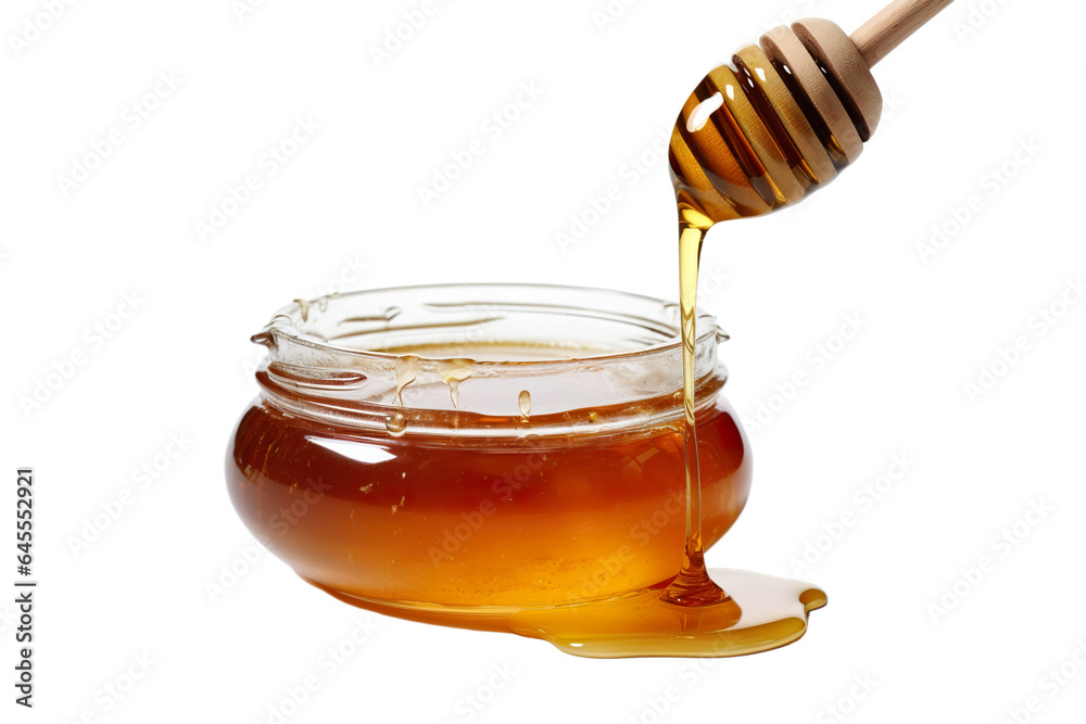 Photo image of honey isolated on a white background PNG studio shot Photo image of honey isolated on a white background PNG studio shot