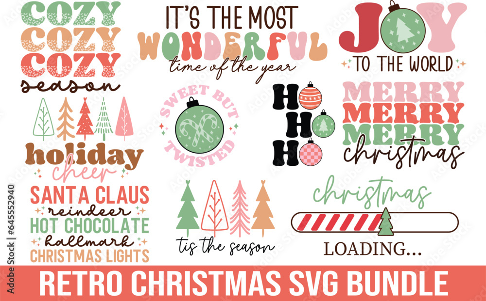 retro christmas SVG bundle