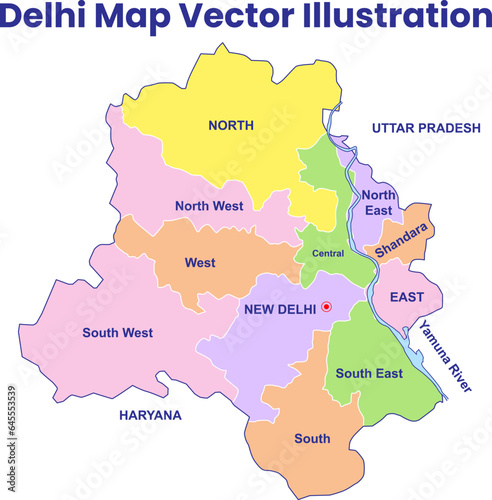 Delhi Map vector illustration
