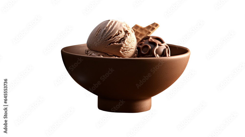 So sweet chocolate ice cream isolated on transparent background So sweet chocolate ice cream isolated on transparent background