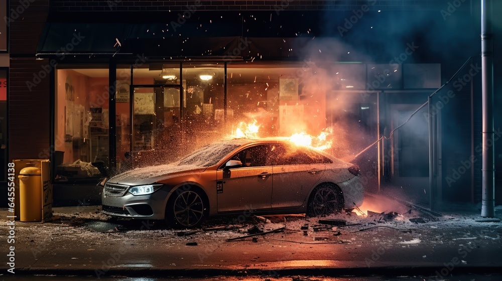 Fototapeta premium Accident cars crashing Generative AI