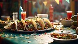 Delicious tacos with cocktail on the table AI Generative