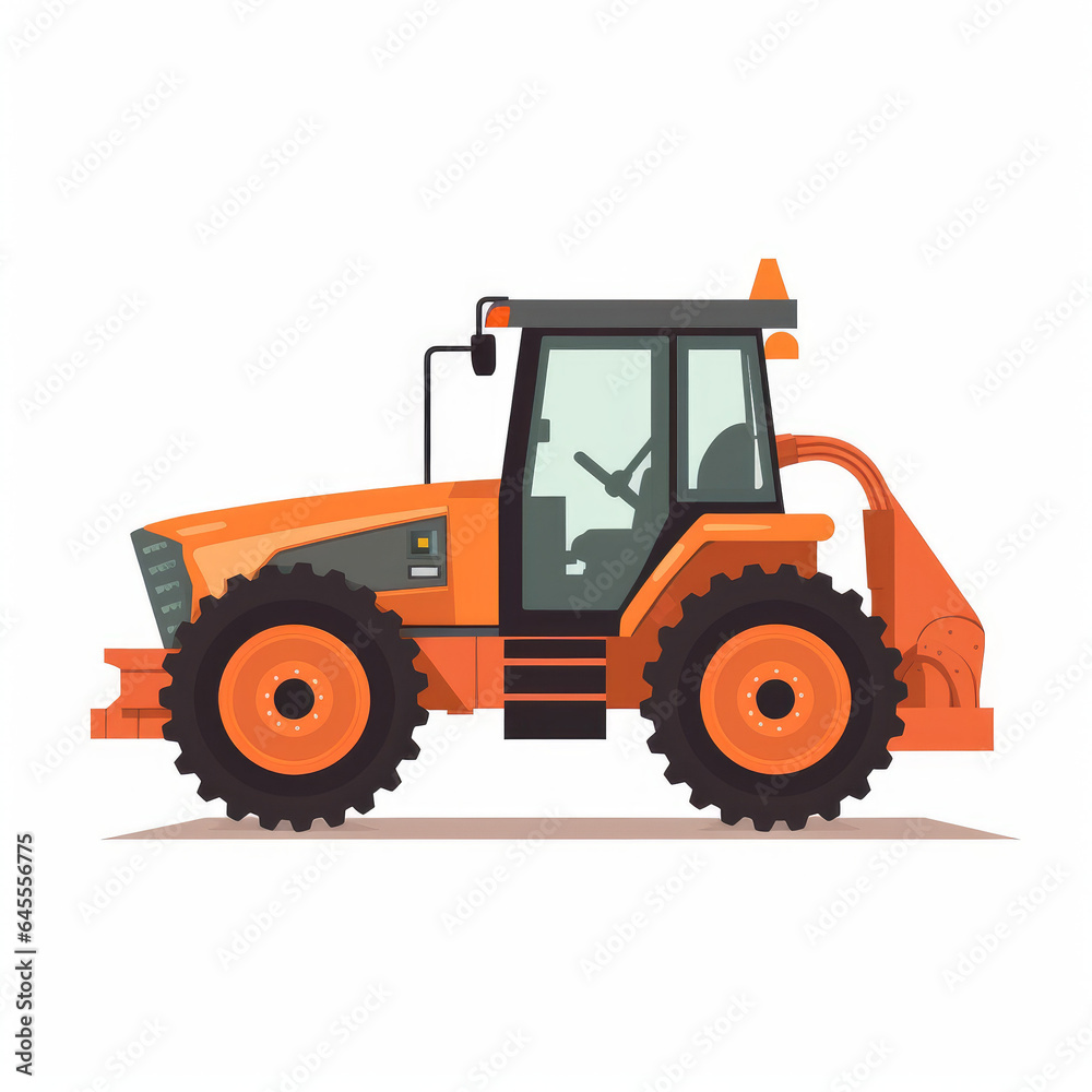 Tractor, 2D, simple, flat vector, cute cartoon, illustration, rural, agricultural-themed, child-friendly, educational materials, whimsical graphics, charming design, lovable, playful Tractor, 2D, simple, flat vector, cute cartoon, illustration, rural, agricultural-themed, child-friendly, educational materials, whimsical graphics, charming design, lovable, playful