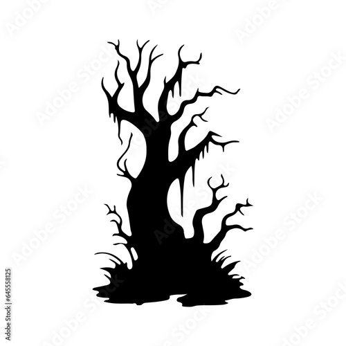 halloween tree ,tree devil scary scary halloween illustration vector 
