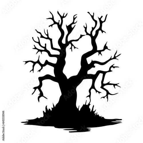 halloween tree ,tree devil scary scary halloween illustration vector 
