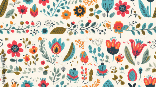 Folk Art Illustration - A Collection of Flowers