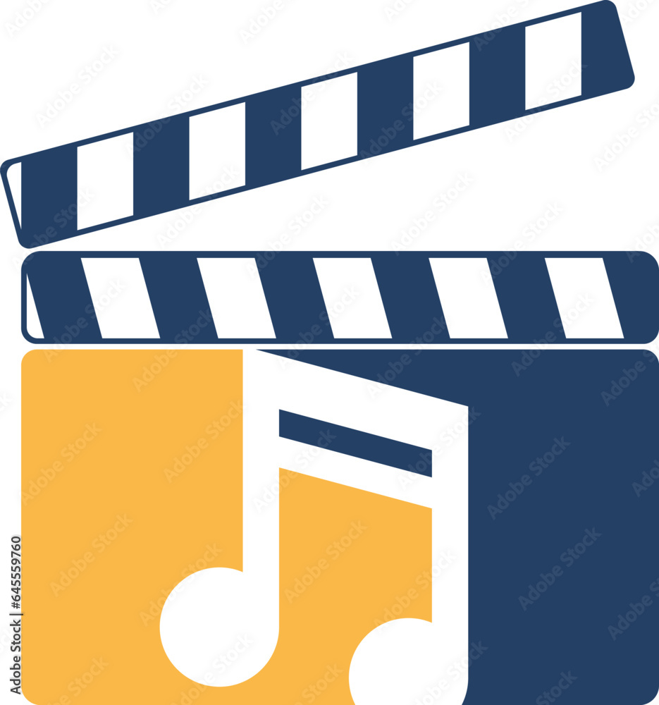 Clapperboard with music note inside