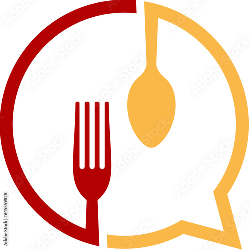 Simple chat bubble with spoon and fork