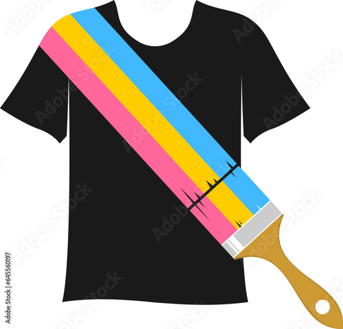 Black t-shirt with paint brush