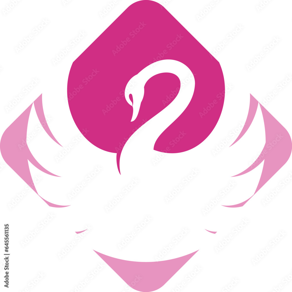 Square shape with swan inside Square shape with swan inside