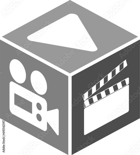Box with play bottom and film camera and clapper board