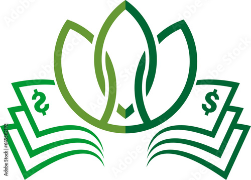 Money with flower inside