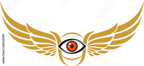 Gold wing with eye inside photo