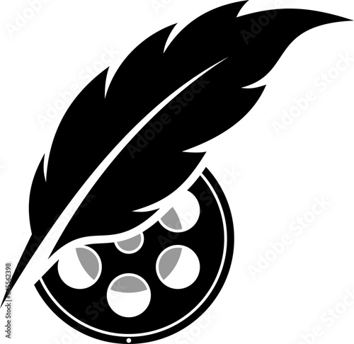 Black feather with film roll