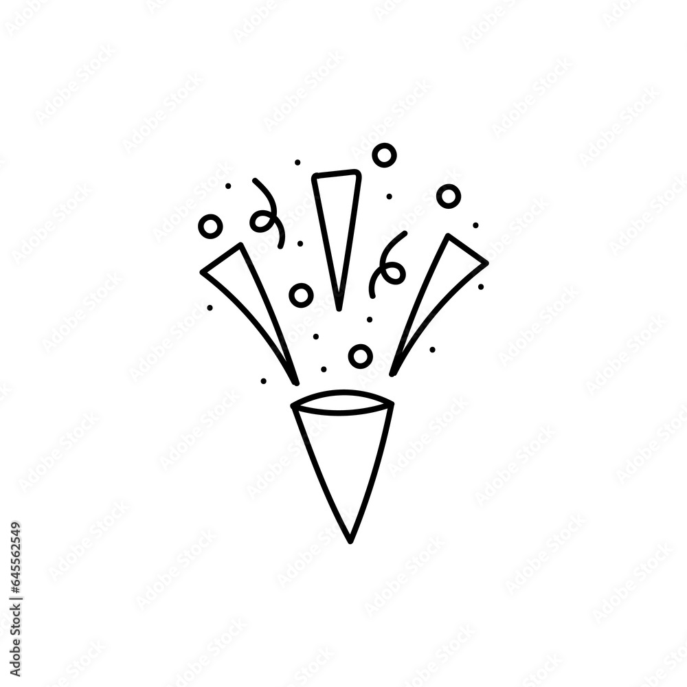 cute party popper isolated confetti explosion firecrackers celebration vector drawing illustration hand drawn style cute party popper isolated confetti explosion firecrackers celebration vector drawing illustration hand drawn style