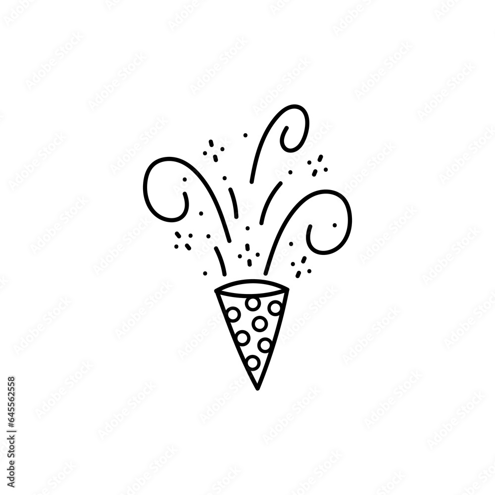 cute party popper isolated confetti explosion firecrackers celebration vector drawing illustration hand drawn style cute party popper isolated confetti explosion firecrackers celebration vector drawing illustration hand drawn style
