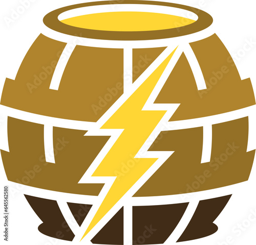Wine barrel with bolt lightning