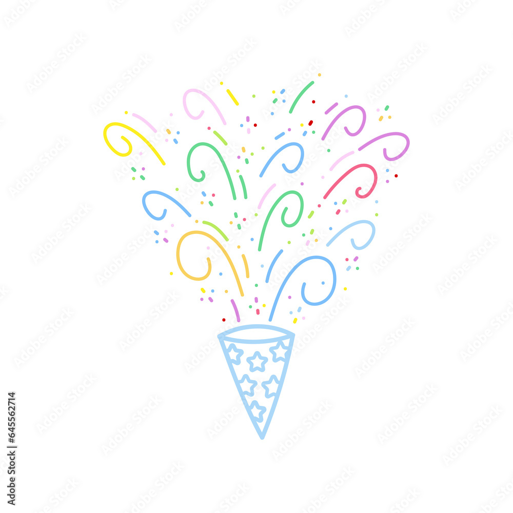 cute party popper isolated confetti explosion firecrackers celebration vector drawing illustration hand drawn style cute party popper isolated confetti explosion firecrackers celebration vector drawing illustration hand drawn style