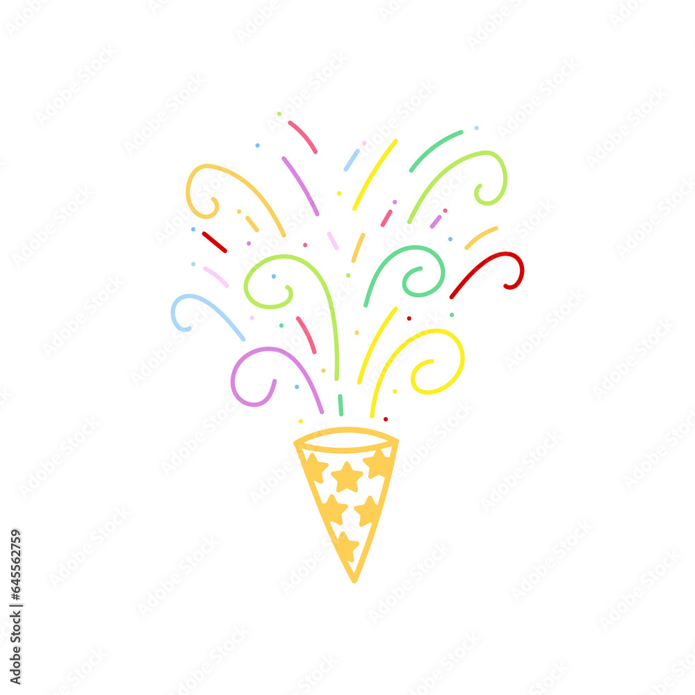 cute party popper isolated confetti explosion firecrackers celebration vector drawing illustration hand drawn style cute party popper isolated confetti explosion firecrackers celebration vector drawing illustration hand drawn style