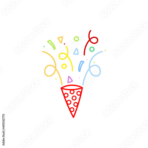 cute party popper isolated confetti explosion firecrackers celebration vector drawing illustration hand drawn style