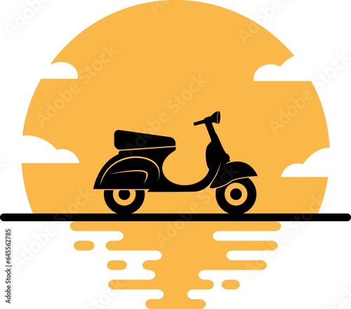 Scooter with sun and water