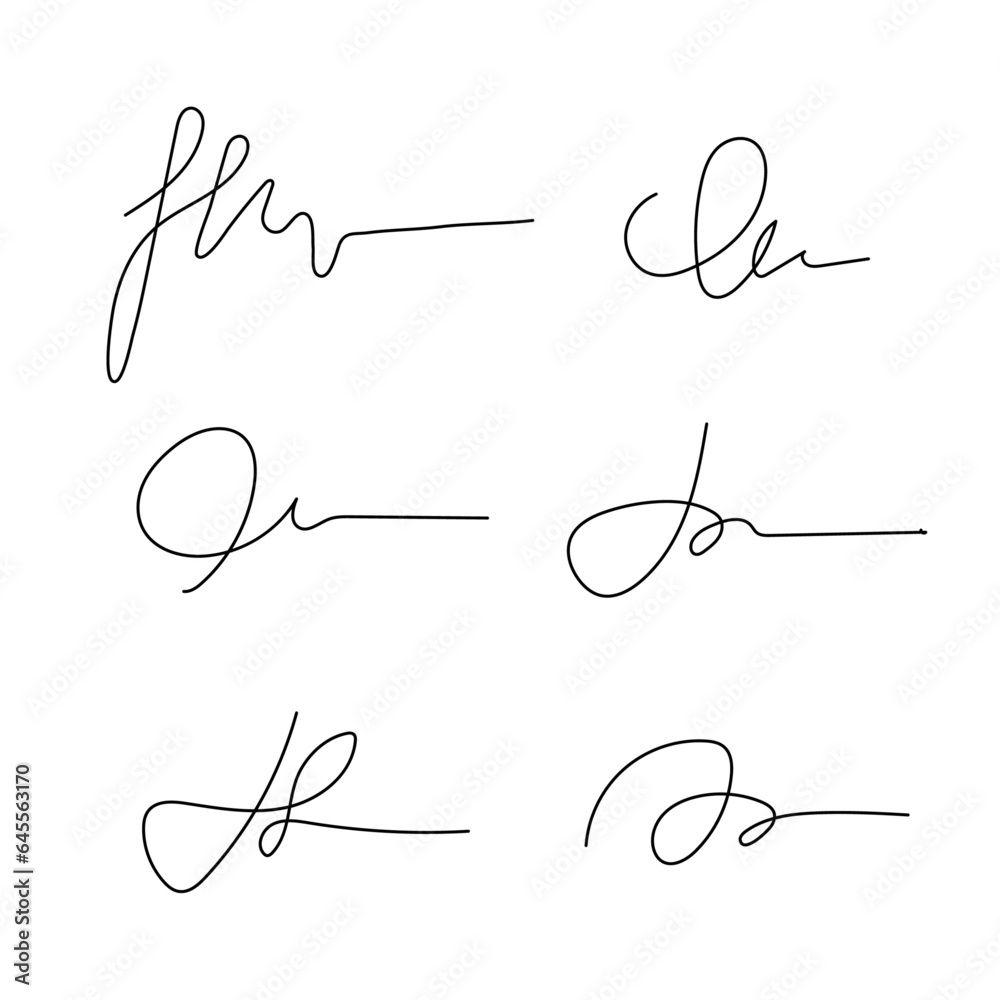Vector manual signature for documents on white background hand drawn calligraphy lettering Vector manual signature for documents on white background hand drawn calligraphy lettering
