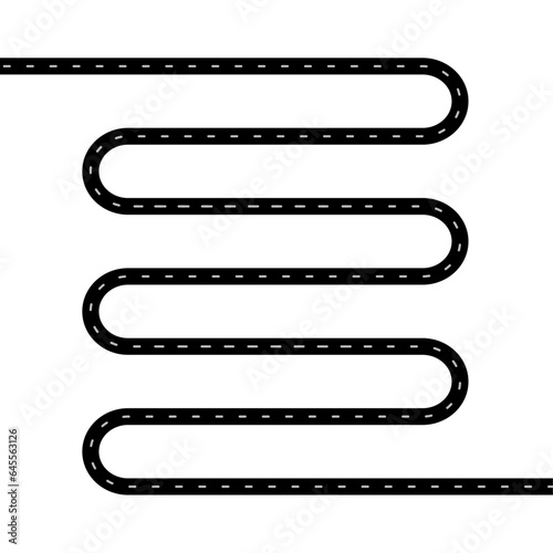 Vector flat parts road wavy flat set with black parts road wavy on white background
