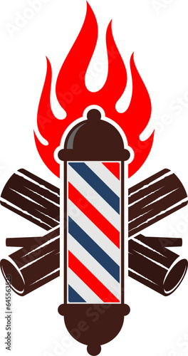 Firewood with barbershop sign inside