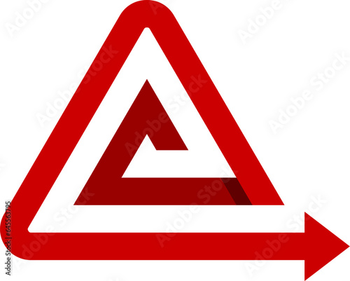 Triangle shape with ribbon arrow