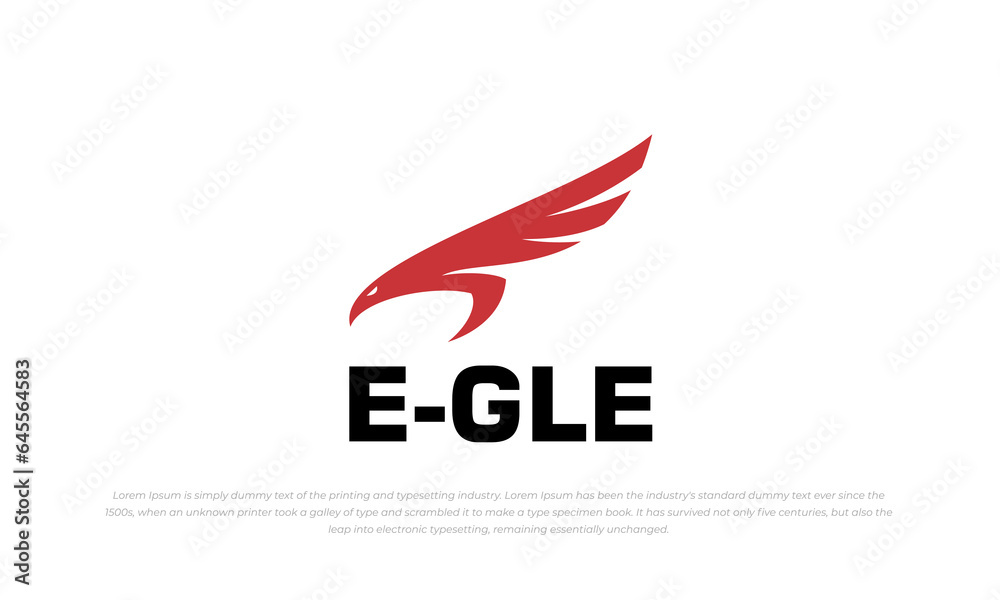 eagle logo with red color. simple, modern, minimalist, masculine