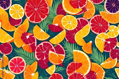 seamless pattern with fruits AI Generated 