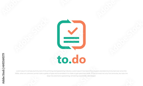 task list, to do list logo pictogram. simple, modern style with green and orange color