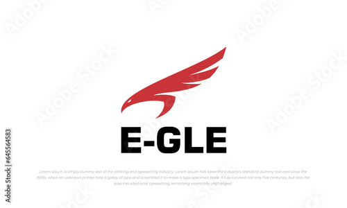 eagle logo with red color. simple, modern, minimalist, masculine