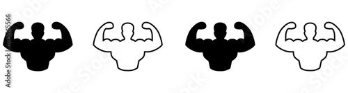 Flexed biceps emoji. Biceps Gesture Icon. Hands of various skin tones. muscle vector icon set. vector isolated.
