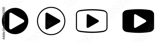 Video play button icon set. Start audio or video action media symbol for apps and websites. Play button icon sets vector isolated.