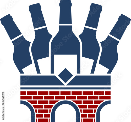 Bridge with five bottle on top