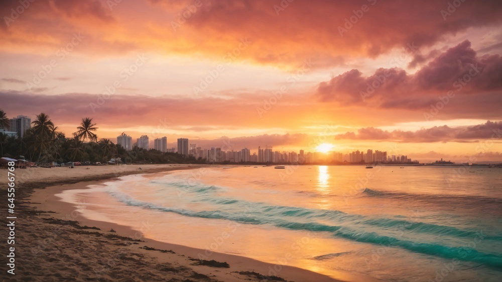 Spectacular Seaside Sunset Multicolored Skyline