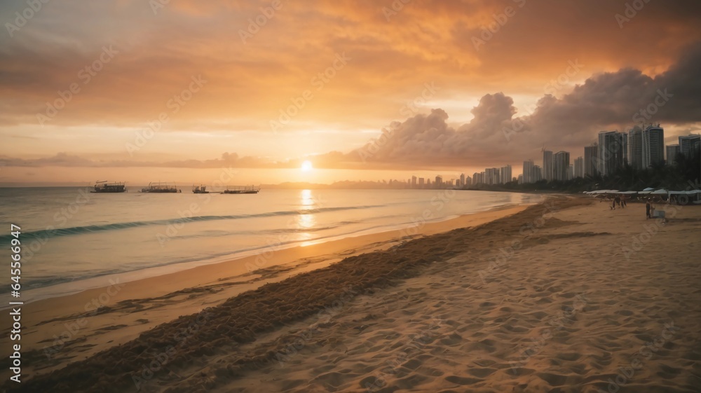 Fototapeta premium Spectacular Seaside Sunset Multicolored Skyline