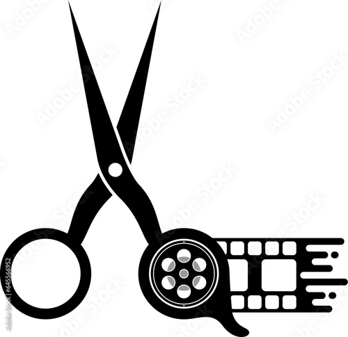 Barber scissor with film roll